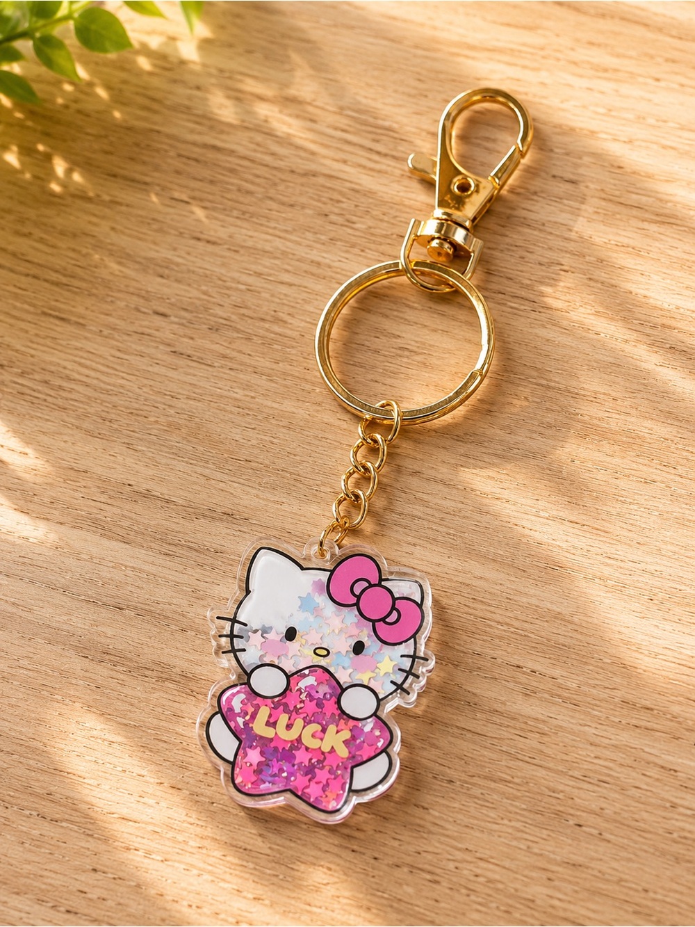 Handmade Hello Kitty inspired glitter filled keychain/bag charm